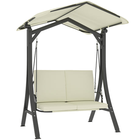 easycomfort easycomfort dondolo da giardino 2 posti con tettuccio regolabile e cuscini 150x120x182 cm crema