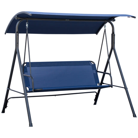 easycomfort easycomfort dondolo da giardino 3 posti con tettuccio regolabile tessuto oxford e acciaio blu scuro