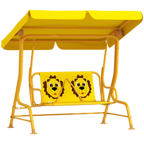 easycomfort easycomfort dondolo per bambini da esterno a 2 posti con tettuccio regolabile e cinture di sicurezza 112x75x120 cm giallo
