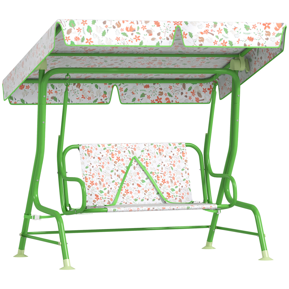 easycomfort easycomfort dondolo per bambini da esterno a 2 posti con tettuccio regolabile e cinture di sicurezza 112x75x120 cm verde