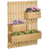 easycomfort easycomfort fioriera da esterno verticale in legno con 3 vasi rimovibili 60x16x80cm