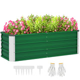 easycomfort easycomfort fioriera da giardino senza fondo con 2 aree di coltivazione in acciaio 125x47x40 cm verde