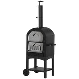 easycomfort easycomfort forno per pizza e barbecue a carbone portatile in acciaio con camino e ruote 63x54x161 cm nero