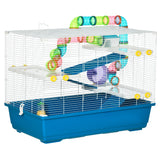 easycomfort easycomfort gabbia criceti a 4 livelli con ruota casetta e tubi in acciaio pp e ps 79x46x60 cm blu e bianco