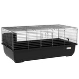 easycomfort easycomfort gabbia per conigli a 2 porte con vassoio rimovibile in metallo e plastica pp 100x55x41 cm nero e argento