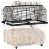 easycomfort easycomfort gabbia per criceti a 2 piani con ruote tubi ciotola bottiglia e rampa 58x43x57 cm nero