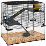 easycomfort easycomfort gabbia per criceti a 3 livelli con ruota rampe e fondo rimovibile 60x40x57cm nero