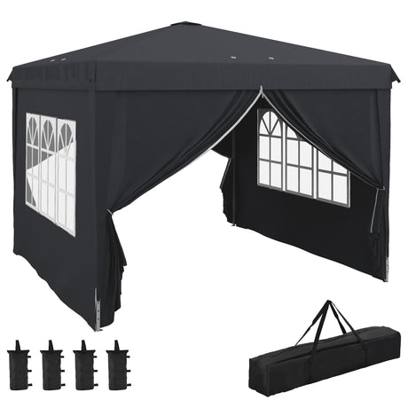 easycomfort easycomfort gazebo 3x3 ad altezza regolabile con fori di drenaggio e borsa da trasporto in metallo grigio