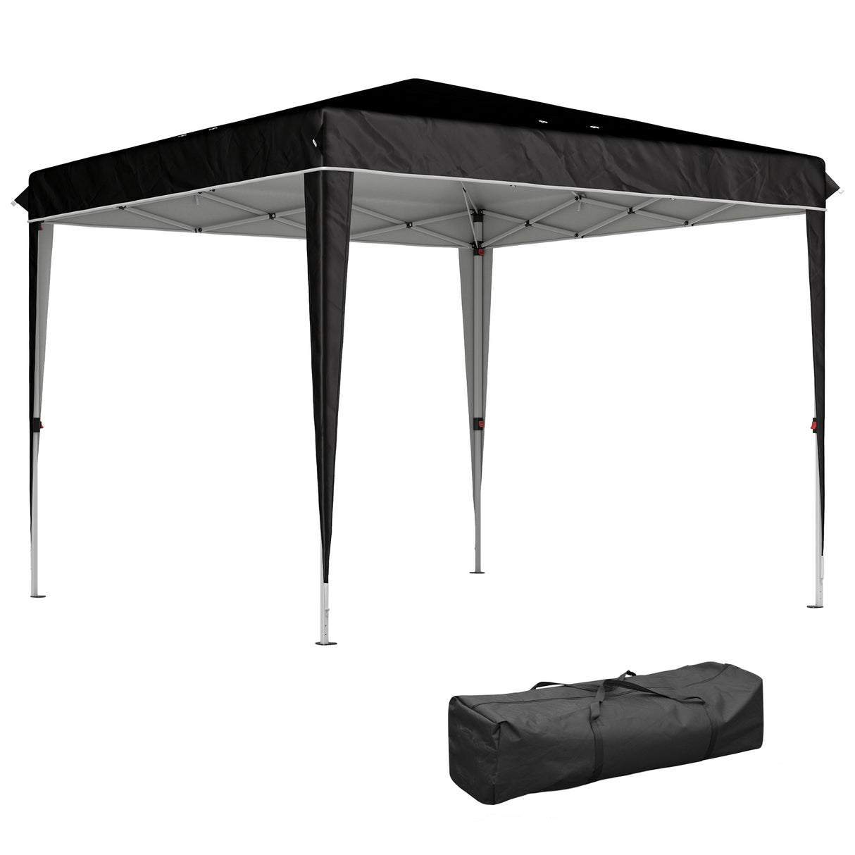 easycomfort easycomfort gazebo 3x3 m per 6 9 persone ad altezza regolabile con fori di drenaggio in metallo e tessuto oxford nero