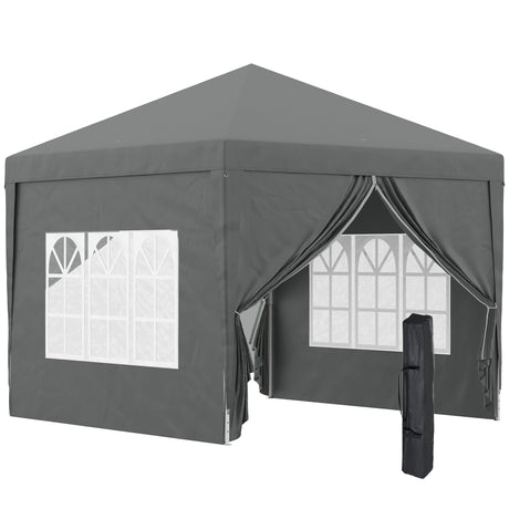 easycomfort easycomfort gazebo da esterno 3x3 m pieghevole con 4 pannelli laterali in acciaio e tessuto oxford grigio