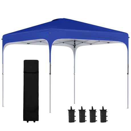 easycomfort easycomfort gazebo pieghevole 2 5x2 5 m con altezza regolabile sacchetti di sabbia e borsa con ruote blu