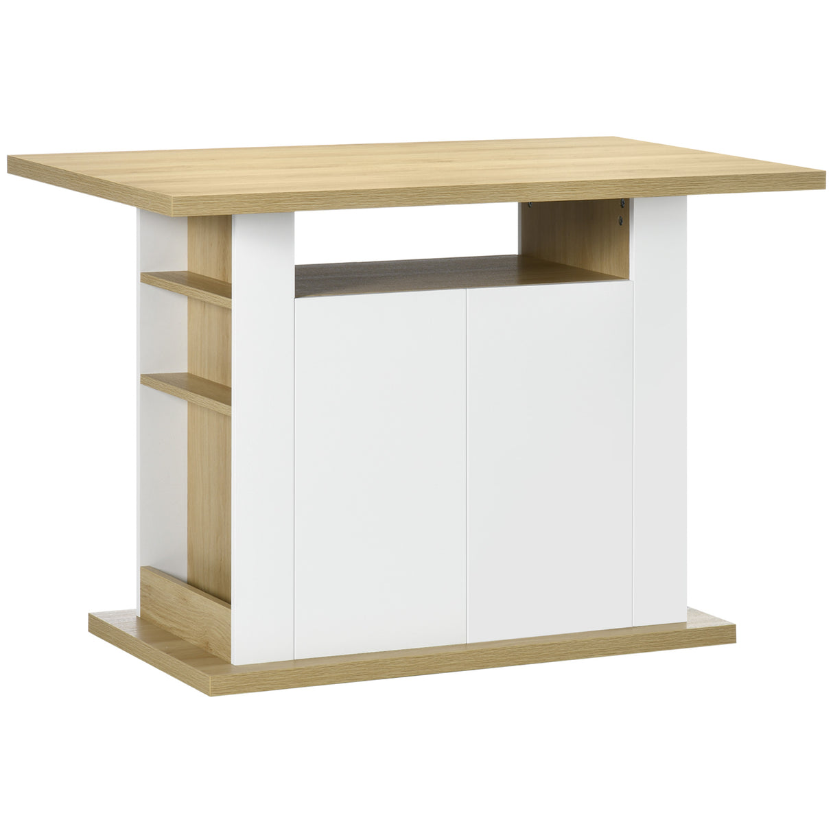 easycomfort easycomfort isola per cucina 4 6 persone con armadietti e ripiani aperti in truciolato 110x70x75 5 cm bianco e color legno