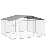 easycomfort easycomfort kennel per cani in metallo con tettuccio in tessuto oxford e porta con blocco 4x4x2 3m