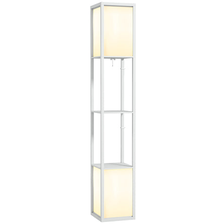 easycomfort easycomfort lampada da terra moderna con 2 paralumi e 2 ripiani per lampadine e27 max 40w 26x26x156 cm bianco