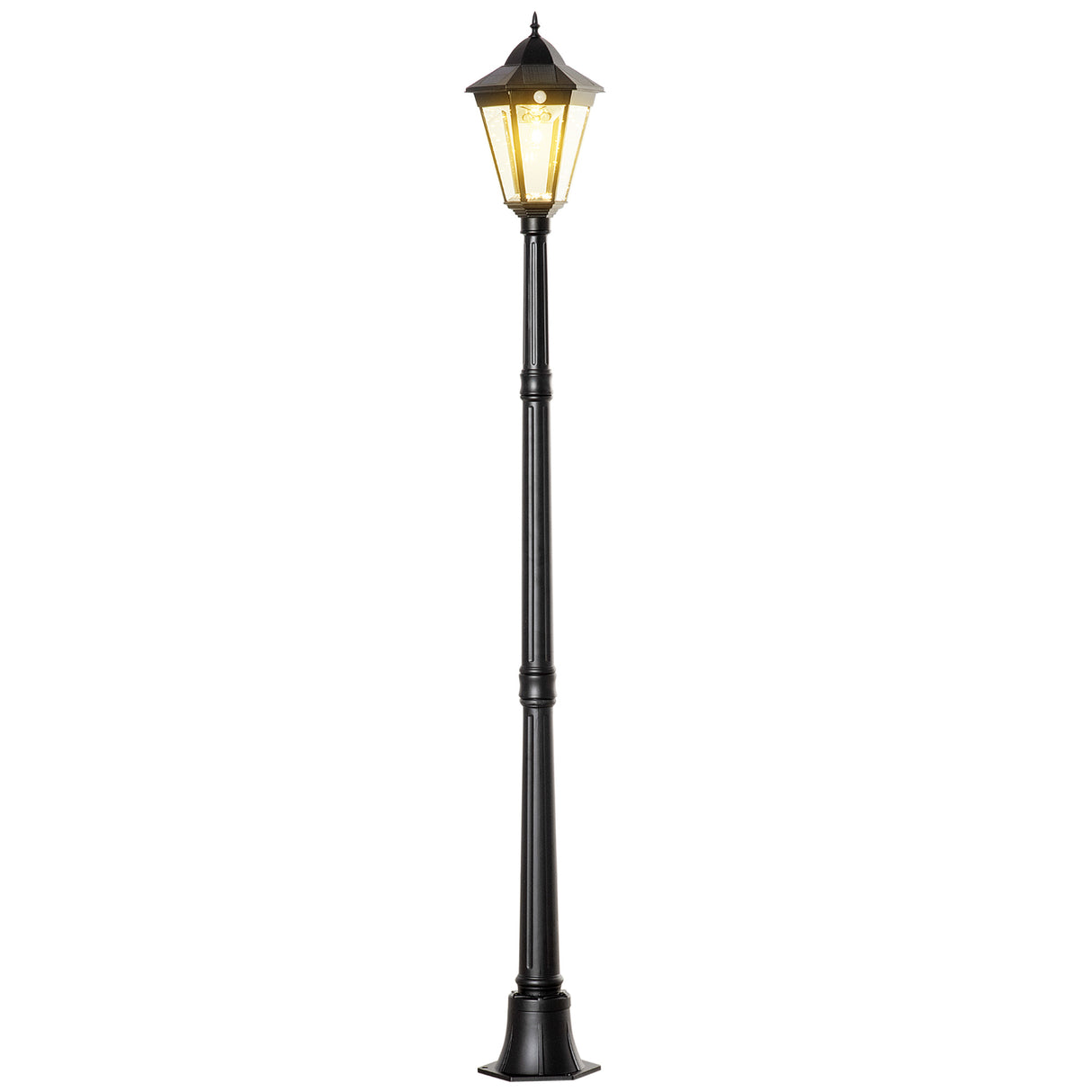 easycomfort easycomfort lampione solare da giardino con luce led e sensore di movimento alluminio e vetro 22x22x196 cm nero