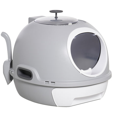 easycomfort easycomfort lettiera per gatti chiusa con vassoio estraibile 2 ingressi e paletta 47x55x44 cm grigio