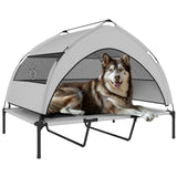 easycomfort easycomfort lettino per cani con copertura a 3 lati rimovibile in poliestere e acciaio 122x92x94 cm grigio chiaro e nero