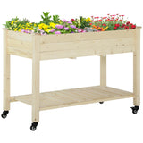 easycomfort easycomfort letto per orto rialzato in legno con rotelle e ripiano inferiore 118x55x83cm legno naturale
