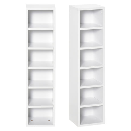 easycomfort easycomfort libreria scaffale porta cd set 2 pezzi a 12 ripiani in legno 21x19 2x88 3 cm bianco
