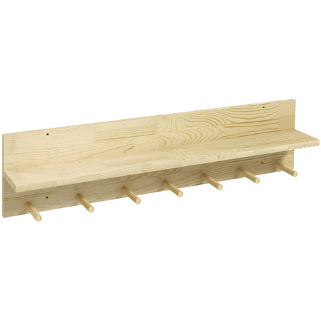 easycomfort easycomfort mensola da parete in legno di abete con 7 ganci per ingresso e soggiorno 80x12x20 cm