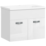 easycomfort easycomfort mobile bagno sospeso con lavabo armadietto a 2 ante con cerniere ammortizzate 61x40x50cm bianco lucido