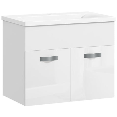 easycomfort easycomfort mobile bagno sospeso con lavabo armadietto a 2 ante con cerniere ammortizzate 61x40x50cm bianco lucido