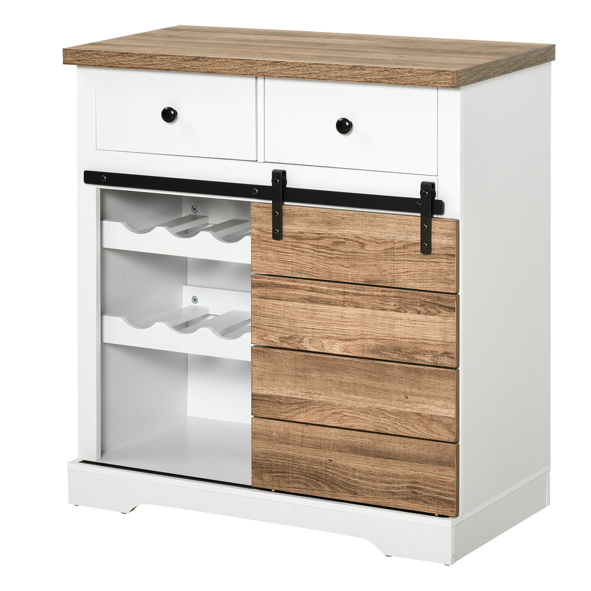 easycomfort easycomfort mobile da cucina rustico con 2 cassetti ripiani aperti e portabottiglie in legno e metallo 80x39x86 cm