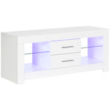 easycomfort easycomfort mobile porta tv da 55 con luci led a 12 colori e telecomando legno e vetro 120x40x50cm bianco