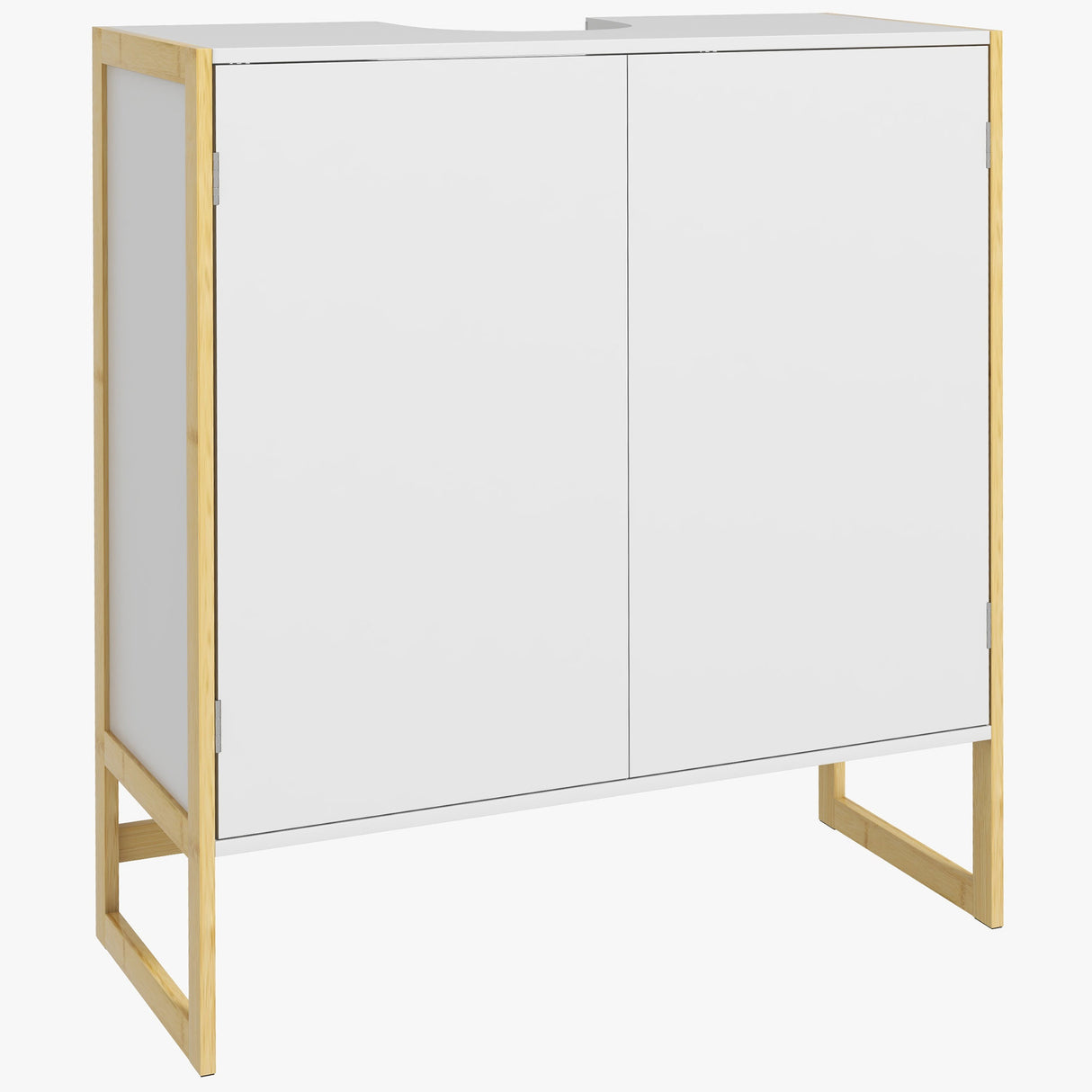 easycomfort easycomfort mobile sottolavabo bagno con 2 ante a pressione in bambu e mdf con intaglio a u 70x33x79 5cm bianco