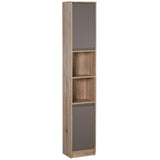 easycomfort easycomfort mobiletto salvaspazio per bagno in legno mobile da bagno con 2 armadietti e 6 ripiani grigio e rovere design a torre 30 x 24 x 170cm ean 8054111847469