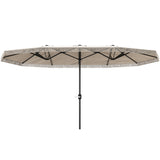 easycomfort easycomfort ombrellone doppio a 12 stecche con manovella in poliestere e acciaio 450x265x260 cm bianco crema