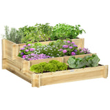 easycomfort easycomfort orto rialzato a 3 livelli in legno dabete per verdure fiori e piante da giardino 93x93x35 cm