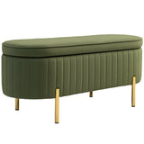 easycomfort easycomfort panca contenitore ovale da 72l con coperchio sollevabile in tessuto effetto velluto e legno 108x44x43 5 cm verde