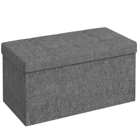 easycomfort easycomfort panca contenitore pieghevole da 84l coperchio imbottito e rivestimento in tessuto 76x38x38cm grigio scuro