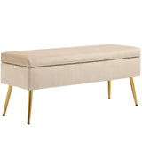 easycomfort easycomfort panca fondoletto imbottita da 30 5l con gambe affusolate in tessuto effetto velluto 102x35x43 cm beige