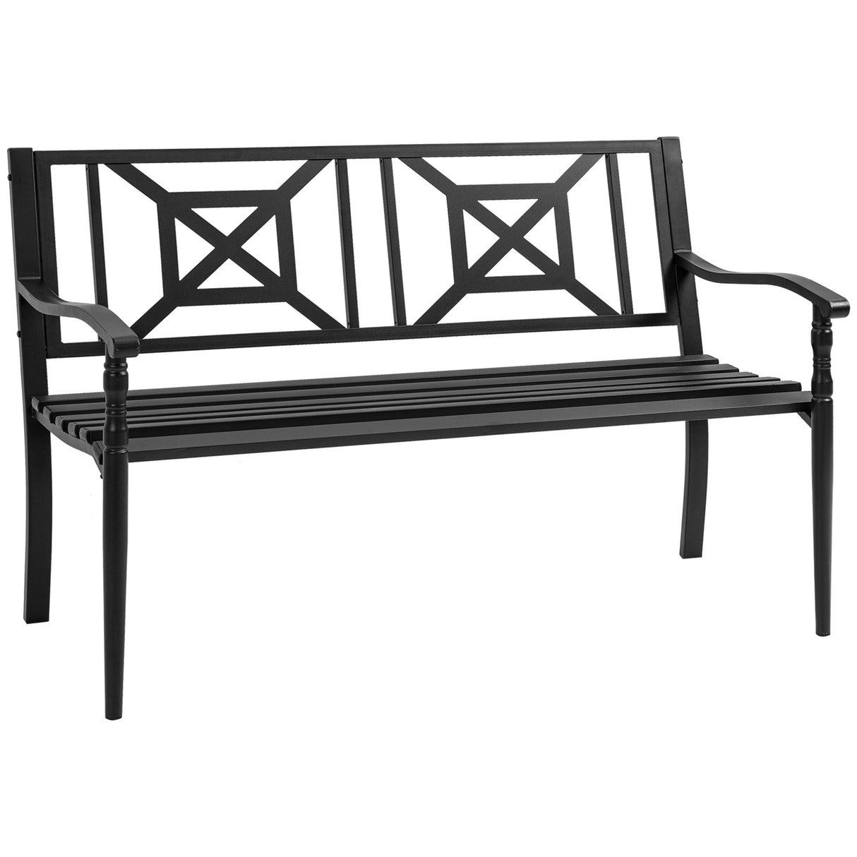 easycomfort easycomfort panchina da giardino in acciaio a 2 posti con schienale alto e braccioli 128x62 5x81 5 cm nero