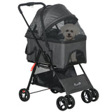 easycomfort easycomfort passeggino per cani 3 in 1 convertibile in borsa e trasportino con guinzaglio e cuscino grigio