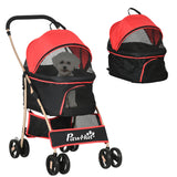 easycomfort easycomfort passeggino per cani convertibile con 2 guinzagli e cuscino in acciaio e poliestere 82x49 5x98 cm rosso e nero