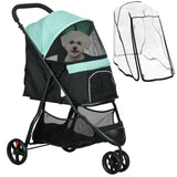 easycomfort easycomfort passeggino per cani piccoli pieghevole a 3 ruote con copertura antipioggia e cestino verde