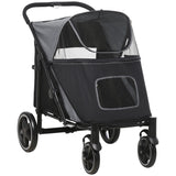 easycomfort easycomfort passeggino per cani pieghevole con ingressi a cerniera e finestre a rete 112x65x100 cm grigio scuro e nero