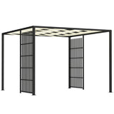easycomfort easycomfort pergola per esterno 3x3 m con copertura ondulata e pannelli laterali in metallo e poliestere nero