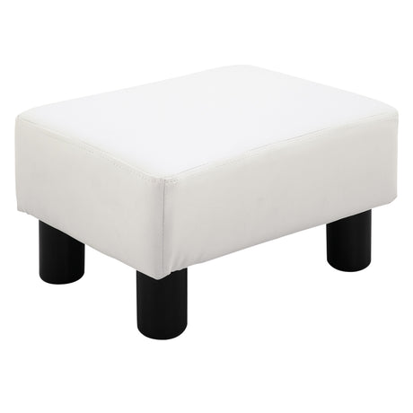 easycomfort easycomfort poggiapiedi rettangolare imbottito e rivestito in finta pelle bianca per soggiorno e ingresso 40x30x24 cm