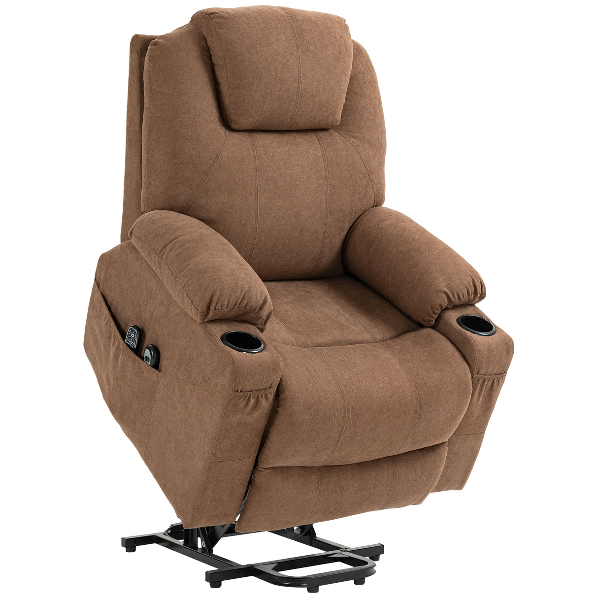 easycomfort easycomfort poltrona alzapersona massaggiante a 8 punti con telecomando in tessuto effetto lino 90x101x107 cm caffe