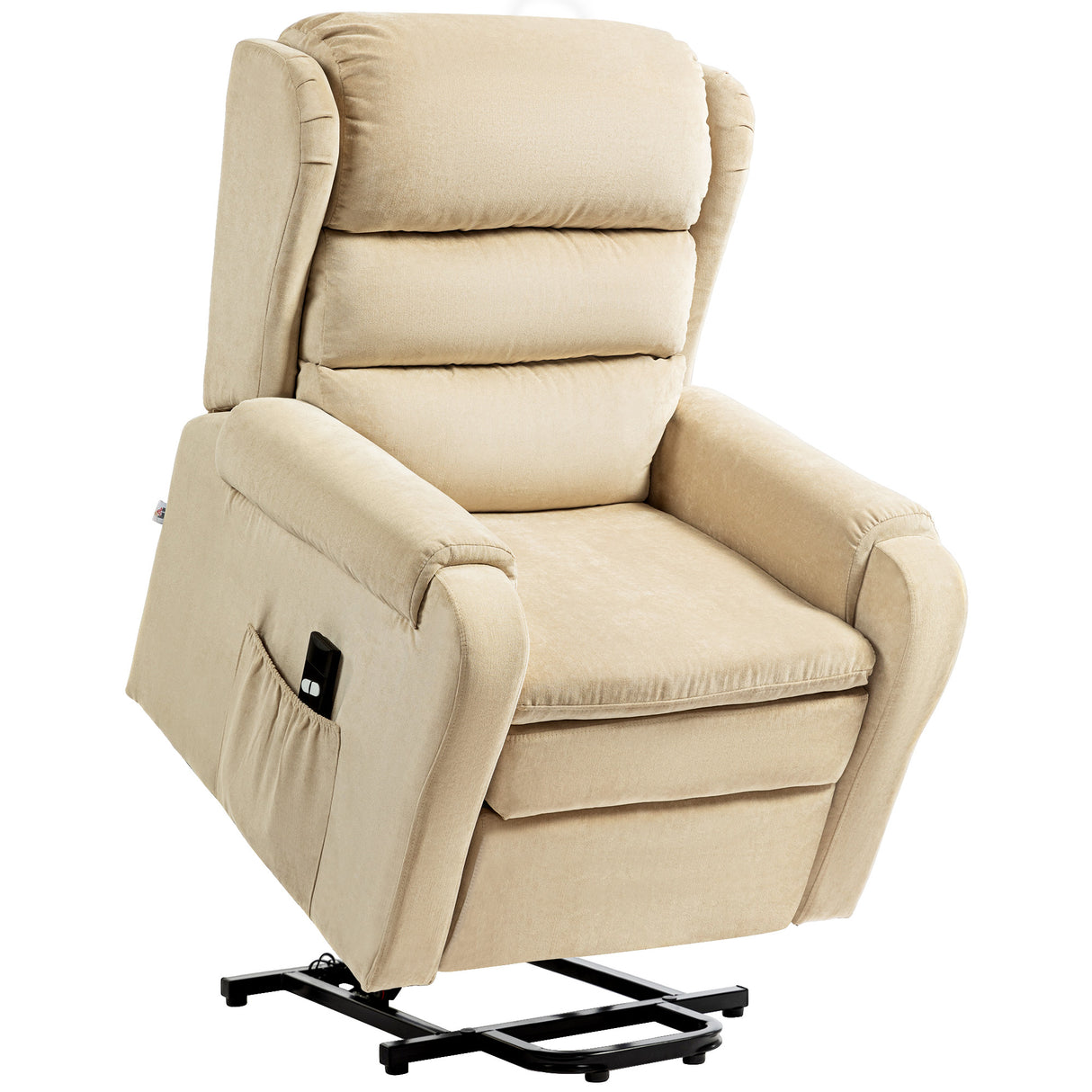 easycomfort easycomfort poltrona alzapersona reclinabile a 160 con poggiapiedi e telecomando in velluto 85x88x109 cm crema