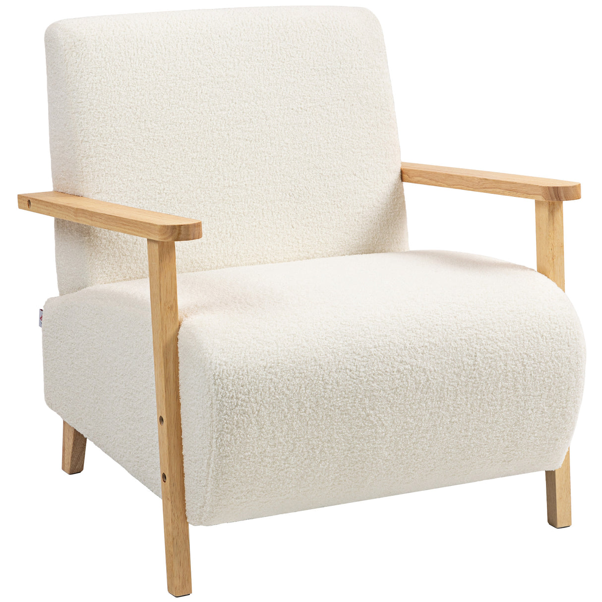 easycomfort easycomfort poltrona da salotto in tessuto sherpa con braccioli e gambe in legno stile nordico crema