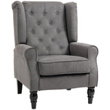 easycomfort easycomfort poltrona da salotto stile francese con gambe in legno e cuscini sfoderabili 74x86x102 cm grigio