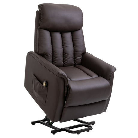 easycomfort easycomfort poltrona elettrica alzapersone reclinabile 145 poltrona relax elettrica in pelle pu con telecomando tasche laterali e poggiapiedi integrato marrone ean 8055776913919