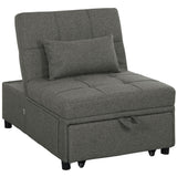 easycomfort easycomfort poltrona letto 4 in 1 convertibile in chaise longue e poggiapiedi con sistema clic clac grigio