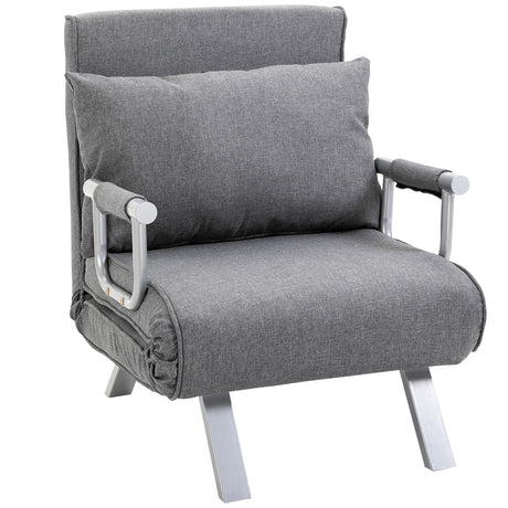 easycomfort easycomfort poltrona letto singola con schienale regolabile su 5 livelli e cuscino in tessuto grigio chiaro