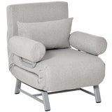 easycomfort easycomfort poltrona letto singolo con schienale reclinabile 5 livelli con cuscino extra tessuto e metallo 73x74x81cm grigio
